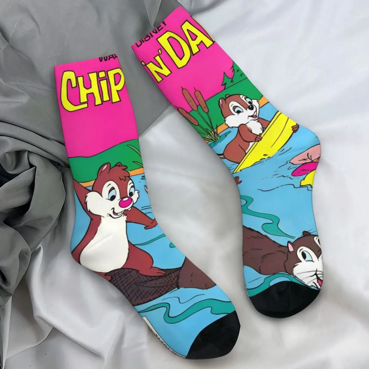 Chip And Dale Retro Poster Stockings Graphic Kawaii Socks Winter Anti Sweat Socks Men Cycling Soft Socks