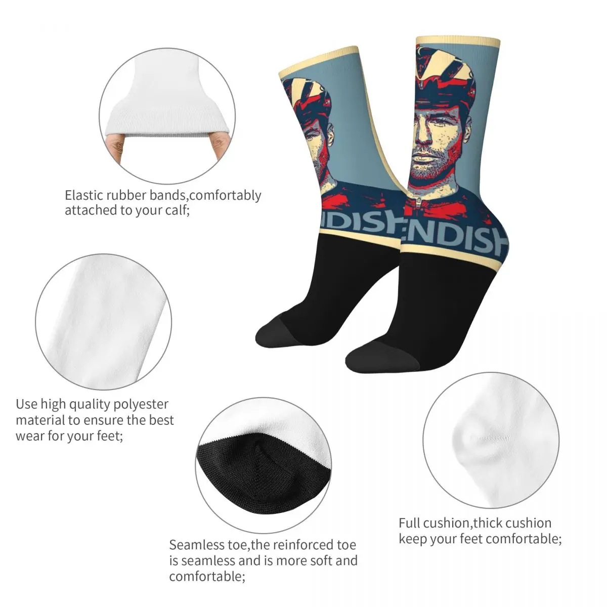 Casual Male Socks Mark Cavendish Cyclist Accessories Comfortable Tour De Frances Winner Sport Socks All Season