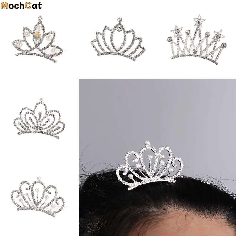 

Pearl Crystal Crown Hair Comb Flower Star Children Tiara Headband Wedding Jewelry Hair Styling Accessories Rhinestone Hairpins