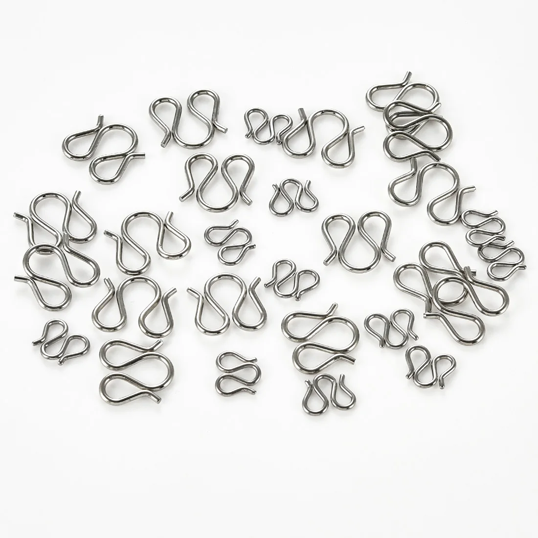 20/50Pcs Stainless Steel M Hook Eye Clasp W Shape Small Open Hooks Chain Connector Bracelet Necklace DIY Jewelry Making Supplies