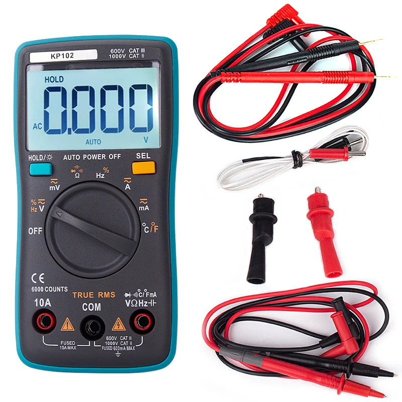 KP102 Professional Handheld Multimeter Voltage Resistance Continuity Tester Automatic Power Off Intelligent Multimeter