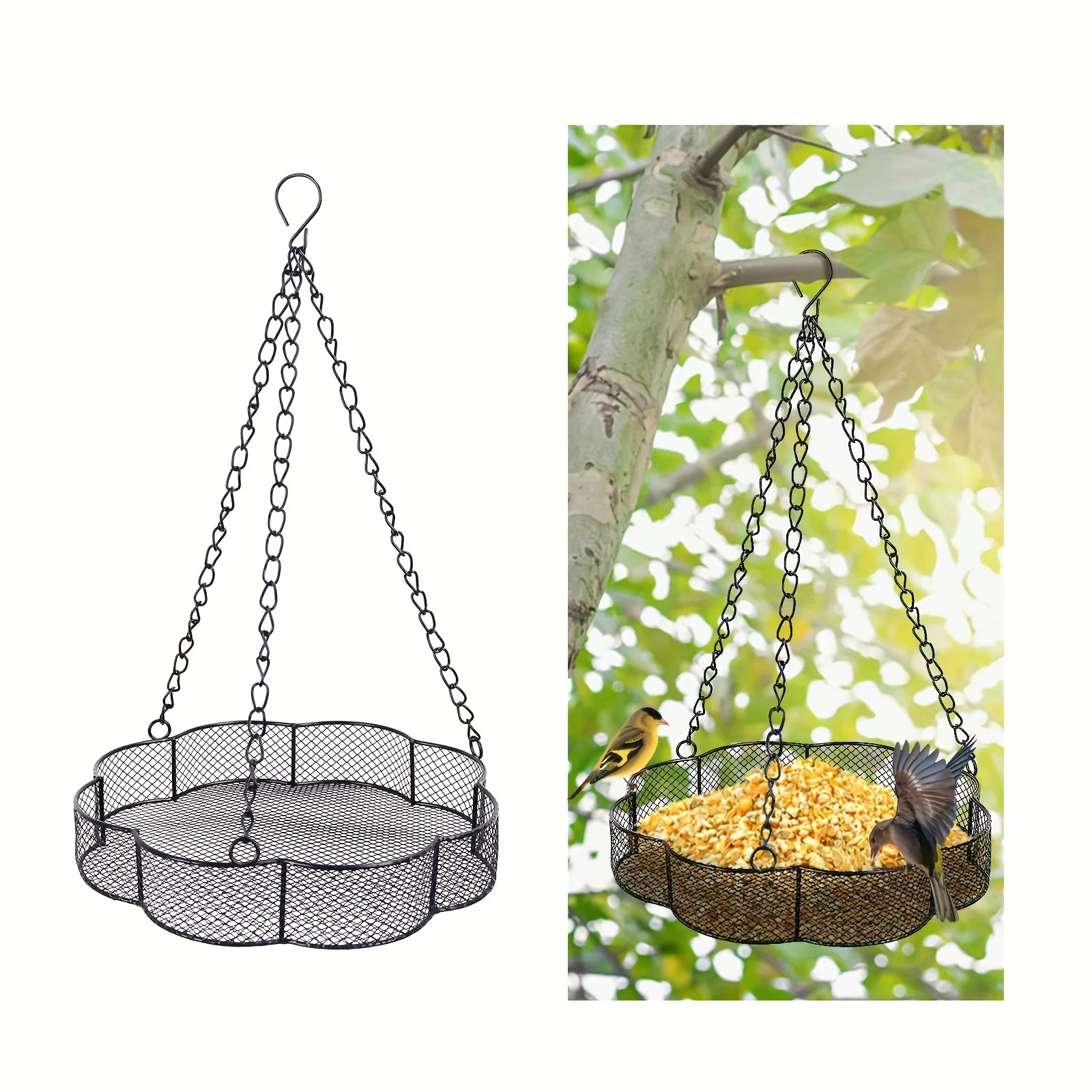 

Bird Feeder Tray, Durable Iron Mesh Design, 9.2 Inch Diameter, Easy to Fill and Clean - Ideal for Outdoor Bird Feeding