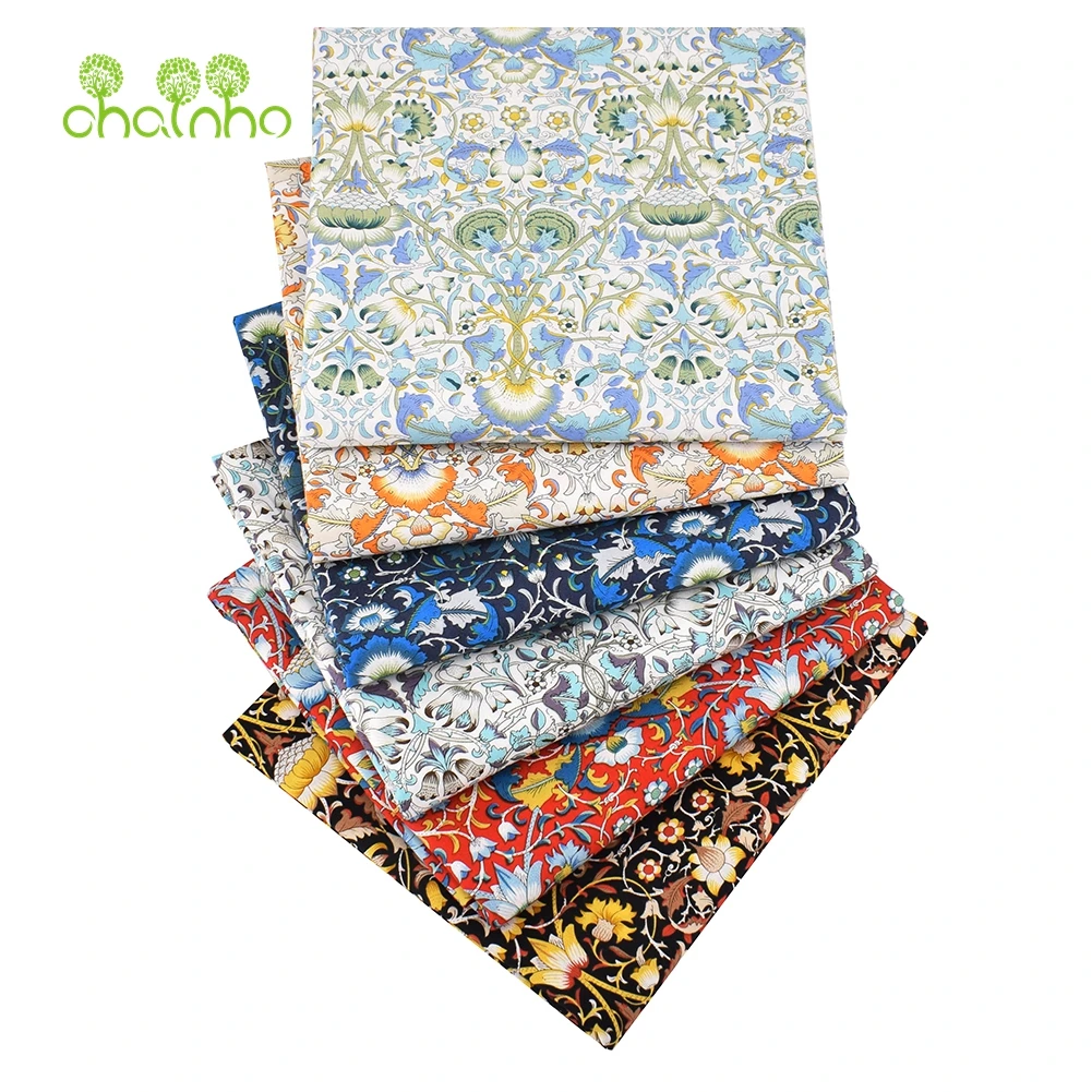 

Chainho,Printed Plain Weave Poplin Cotton Fabric,DIY Sewing Quilting Material,Patchwork Cloth,Floral Series,4 Sizes,PCC33