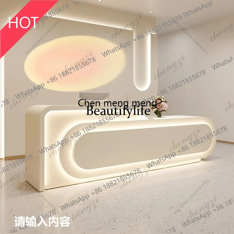 

A51 Modern Cream-style Reception Desk Beauty Salon Yoga Studio Customer Consultation Front Desk Hotel Workbench Office Furniture