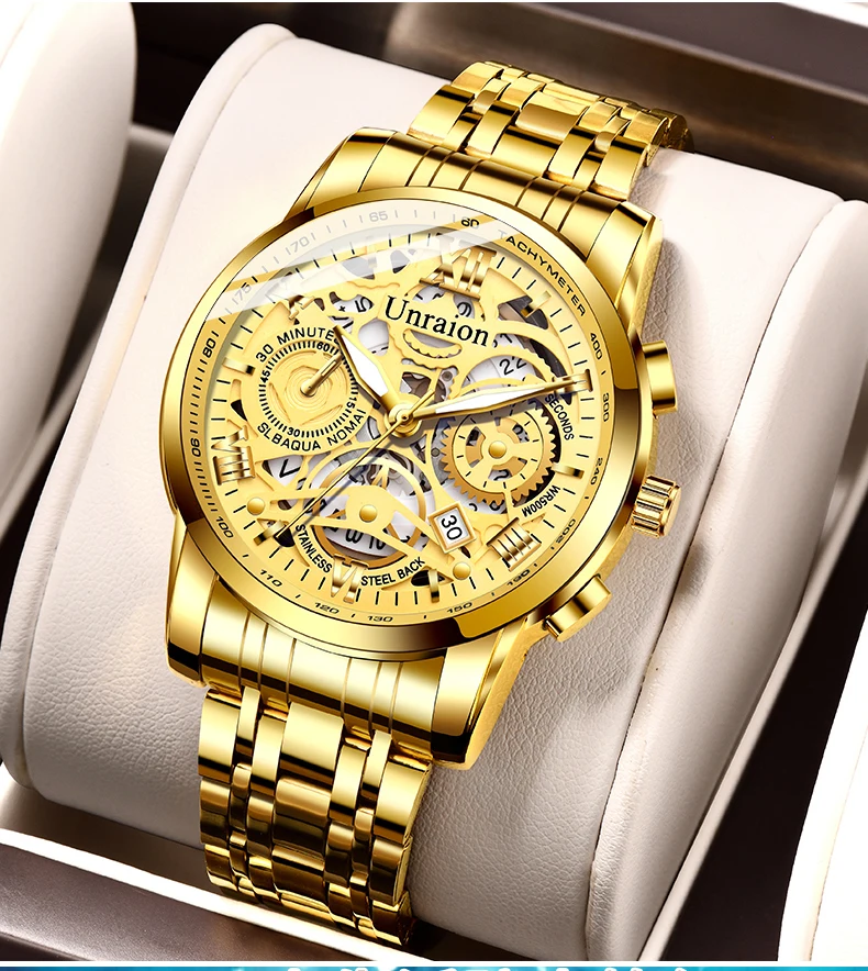 

Men Watches Top Brand Big Sport Watch Luxury Men Military Steel Quartz Wrist Watches Chronograph Gold Design Male Clock A4158