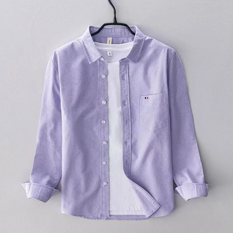 Man 100% Oxford Cotton  Shirt Casual Fashion  Long Sleeves Shirt spring High Quality Workwear No-iron Business Shirt Tees Tops