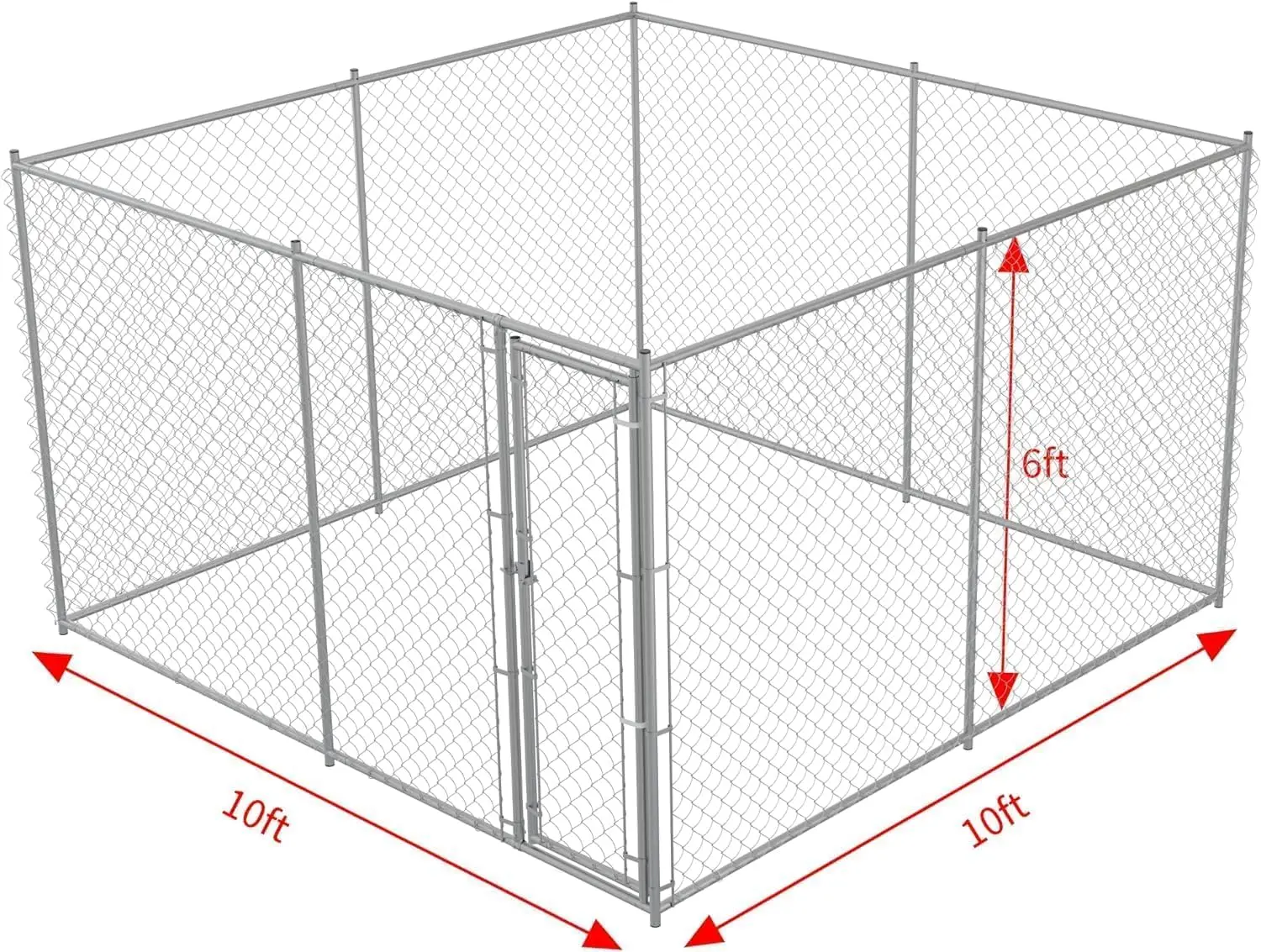 بيت كلب خارجي كبير جدًا، بيت كلب مضاد للصدأ مقاس 10 × 10 خارجي بدون سقف، سلسلة مجلفنة لربط الكلاب للخارج