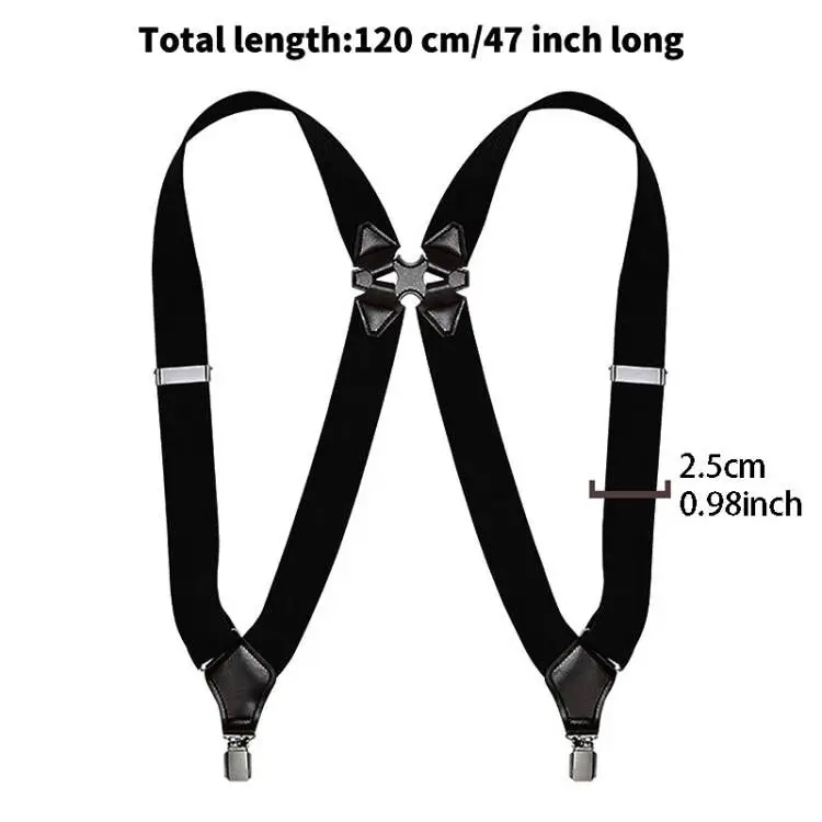 Bretelle vintage per donne adulte uomini 2,5 cm di larghezza incrociate sul retro 2 clip laterali cinghie elastiche regolabili per pantaloni