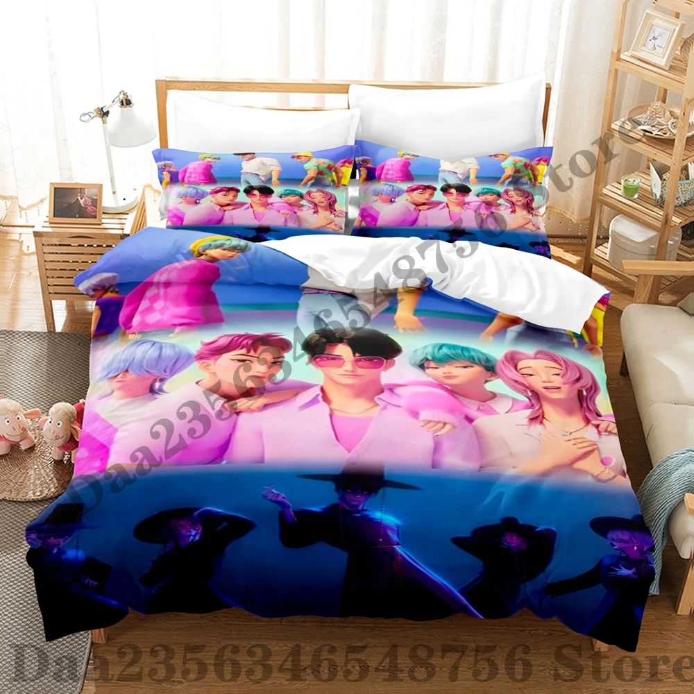 Kpop شيطان الصيادين طقم سرير واحد التوأم كامل الملكة الملك الحجم طقم سرير ساجا بنين غرفة نوم حاف مجموعات غطاء سرير رومي ميرا