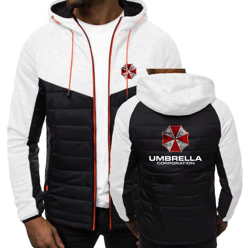 2025 Spring And Autumn Man's Zipper Drawstring Hooded Jacket Coat Umbrella Corporation Graphic Logo Print Simple Style Hoodies