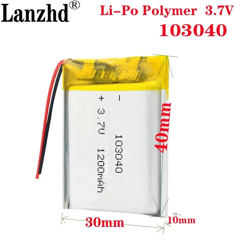 

1-10pcs 3.7V 1200mAh 103040 Lipo Rechargeable Battery For MP3 MP4 MP5 DVD BT Speaker