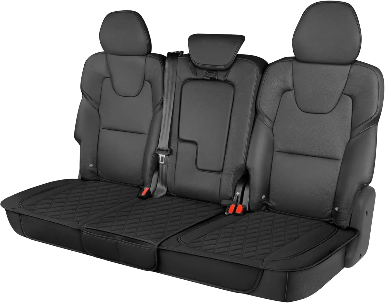 

Padded Waterproof Rear Seat Cushion with Storage Pockets Non Slip Faux Leather Cover for Cars Trucks SUVs