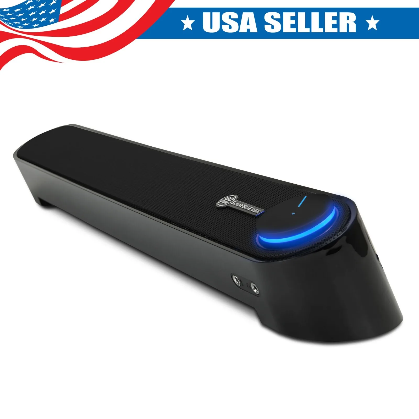 

Computer Sound Bar Speaker (Blackout) with Easy Access Headphone & Mic Jacks