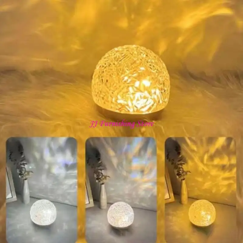 A9LB 워터 리플 프로젝터 나이트 라이트 조명 램프 홈 베드 옆 장식 프로젝터 램프 3 색 분위기 빛
