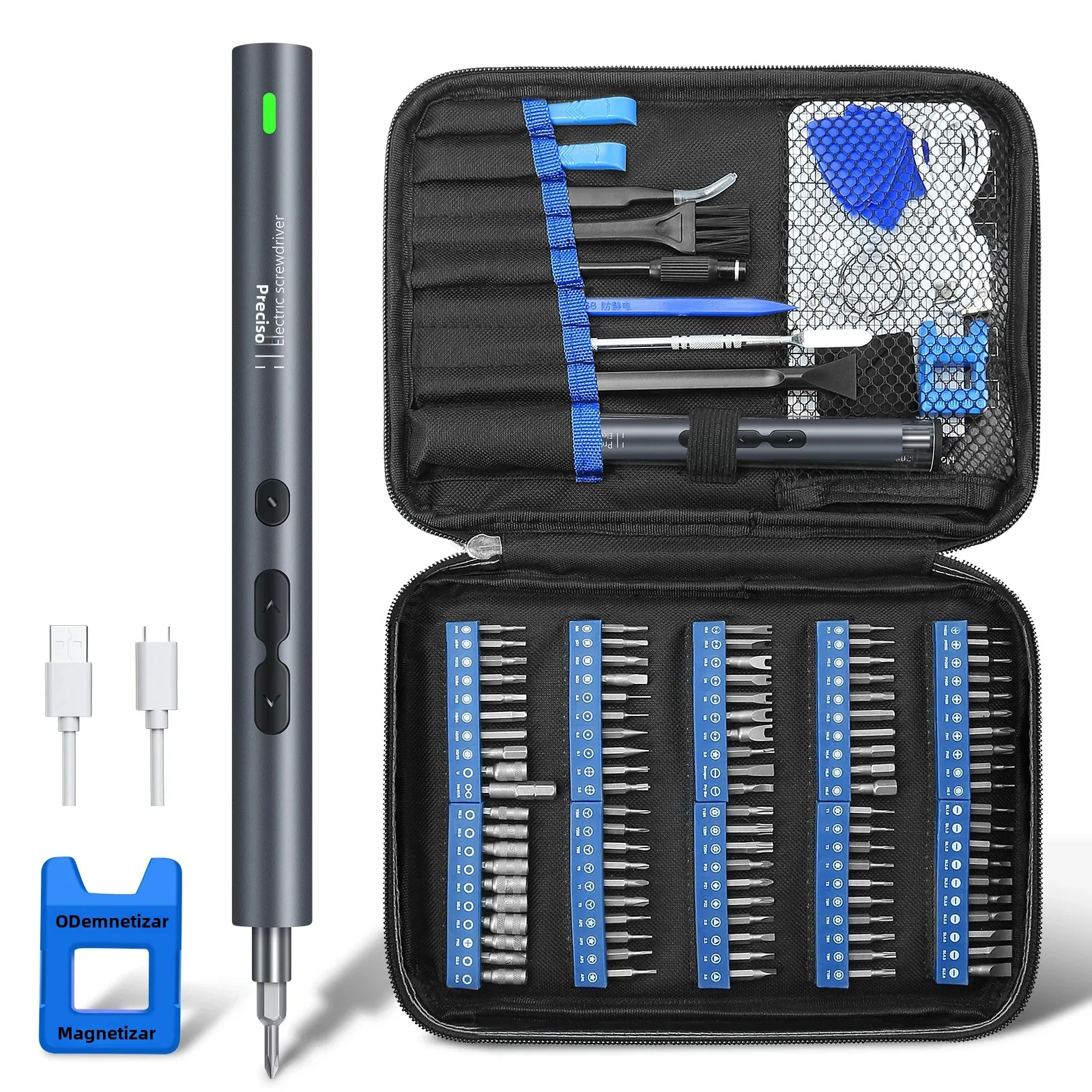 Conjunto de chave de fenda elétrica de precisão 120 em 1, mini kit recarregável, pontas sem fio para xiaomi, celular, laptop, pc