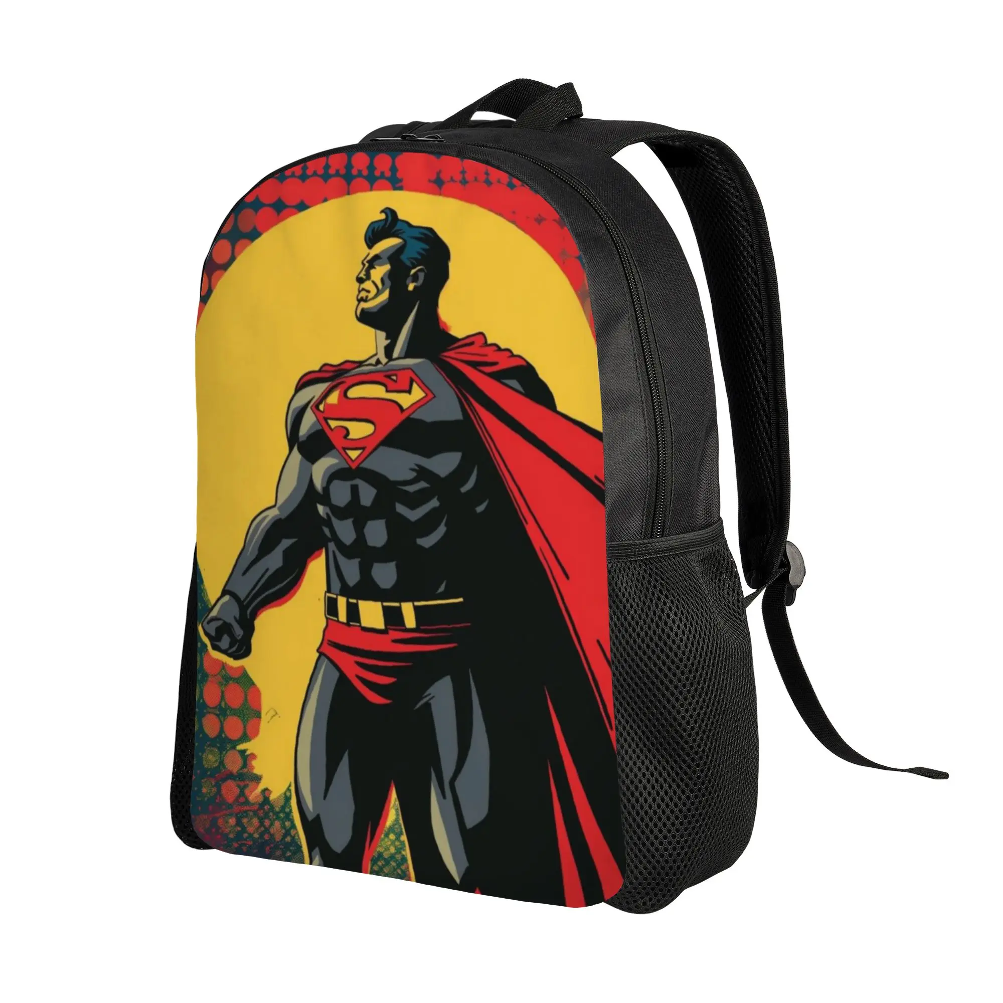 Back to school season Large Capacity Superman Red Cape Hero Standing Art Rucksack  Female Backpack