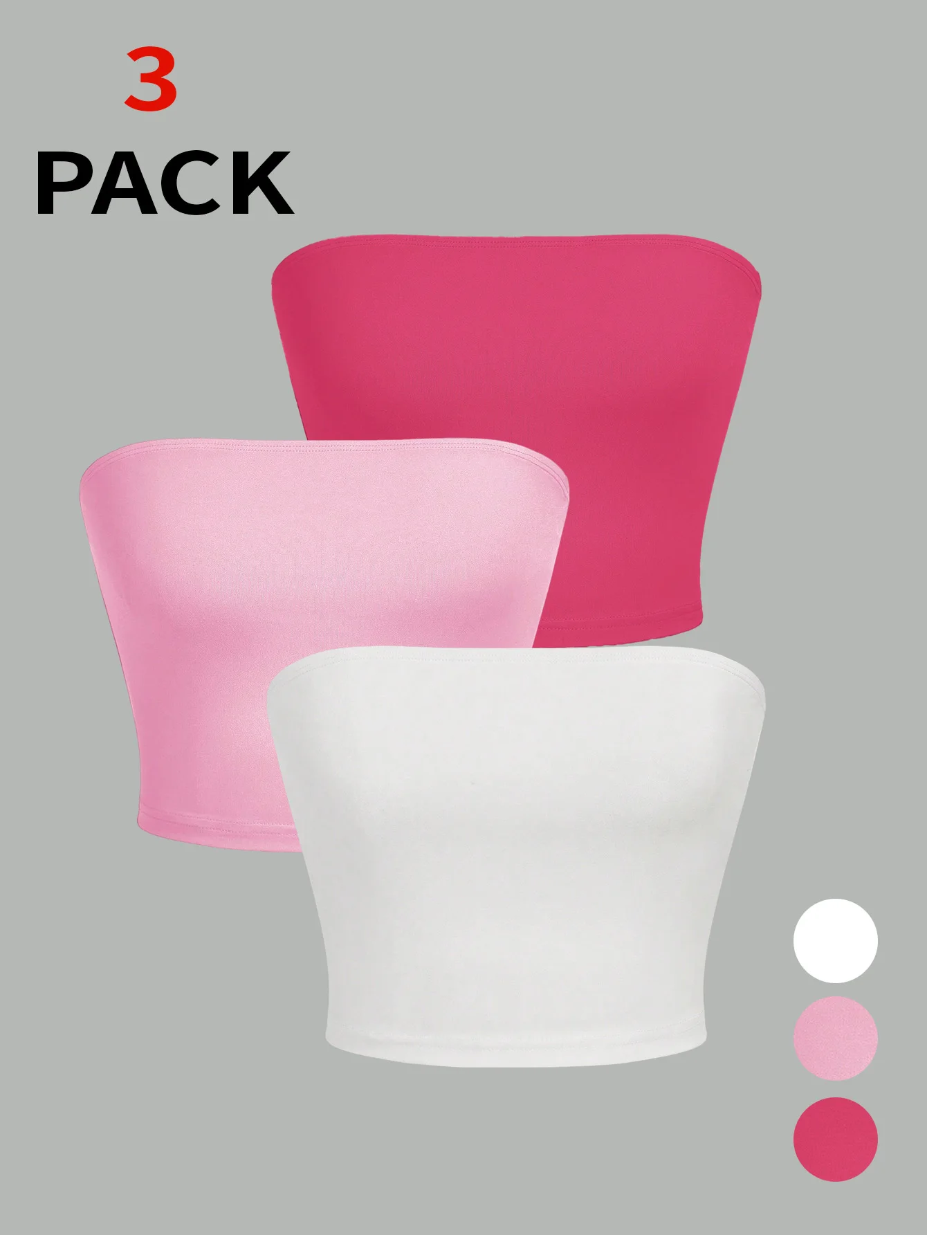 3-piece basic style strapless racerback top, figure-hugging see-through bra top, versatile casual top for daily wear