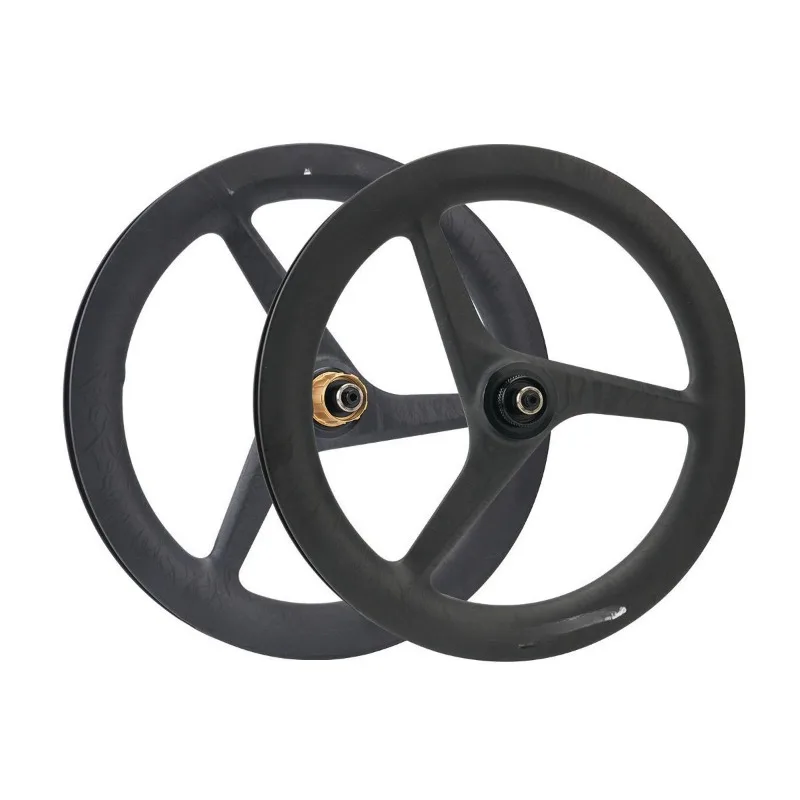 Carbon fiber three-knife medium lock disc brake wheel set 16 inch English cloth folding bicycle modified wheel accessories