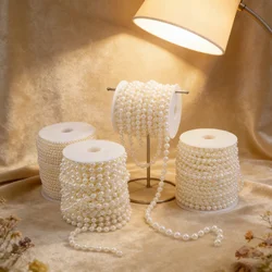 1-5 Meters 3-10mm Fishing Line Artificial Imitation Pearl Round Beads Chain For Wedding Bridal Bouquet Flower Decoration