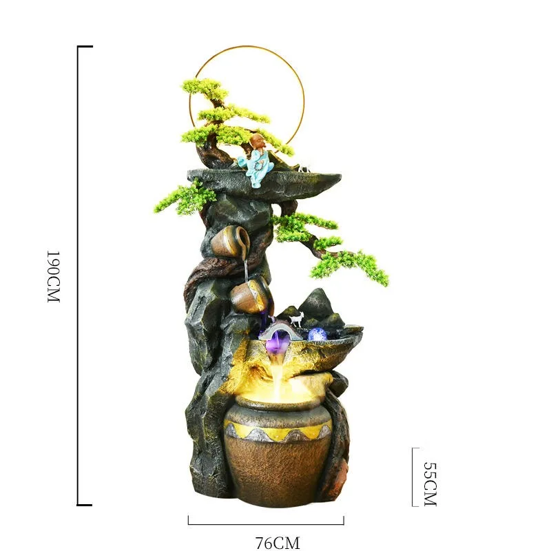 European Indoor and Outdoor Large Luminous Waterfall Ornaments Garden Home Decoration Fountain with Lights