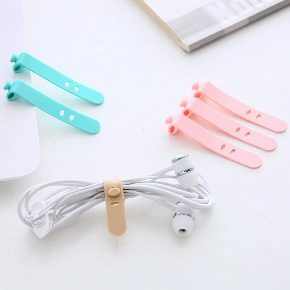 5pcs Cable Organizer Ties Clip Charger Cord Management Silicone Wire Manager Mouse Earphone Holder Data Line Winder Straps