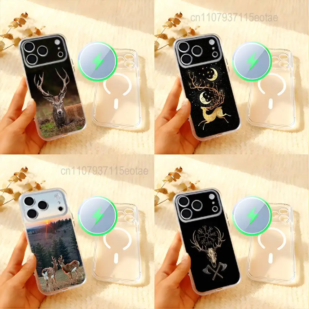 Nordic Stag Phone Case For iPhone 18 17 16 15 14 13 12 11,Max,Pro,Mini,Plus,Air,E Magnetic Frosted