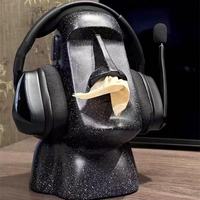 Creative Moai Headphone Holder Stone Statue Model Tissue Box Easter Island Moai Stone Napkin Holder Home Office Desktop Decor