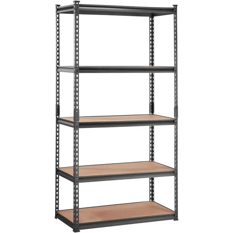 Storage Shelving Unit, 5-Tier Adjustable, 2000 lbs Capacity, Heavy Duty Garage Shelves Metal Organizer Utility Rack, Black, 35