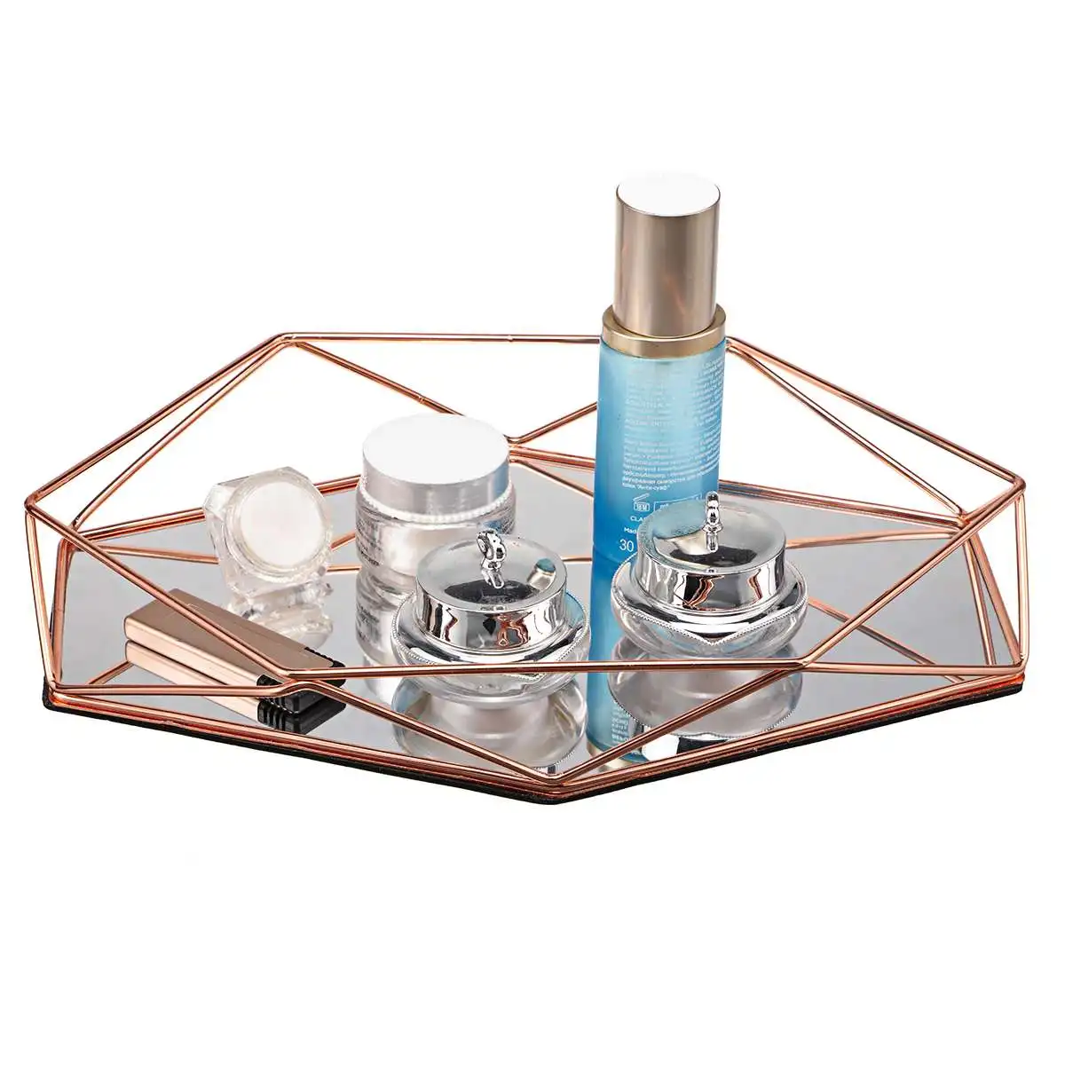 European Glass Metal Kitchen Storage Tray Gold Oval Dotted Fruit Plate freezing Jewelry Display Rotary Candy Decor Tray Mirror