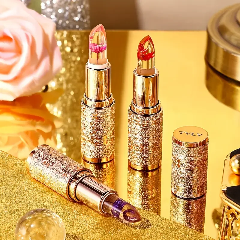 3 stks Natuur Geïnspireerd Kleur Veranderende Bloem Jelly Lippenstift Set-Hydraterende, langdurige, temperatuurgevoelige Balsem Lipgloss Set