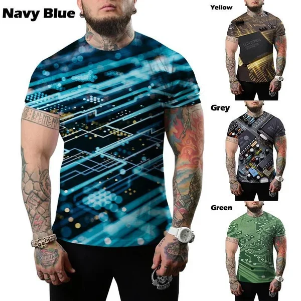 Men and Women 3D Printing Mechanical Motherboard T-shirt Electronic Chip Hip-hop T-shirt Cool Harajuku Casual T-shirt