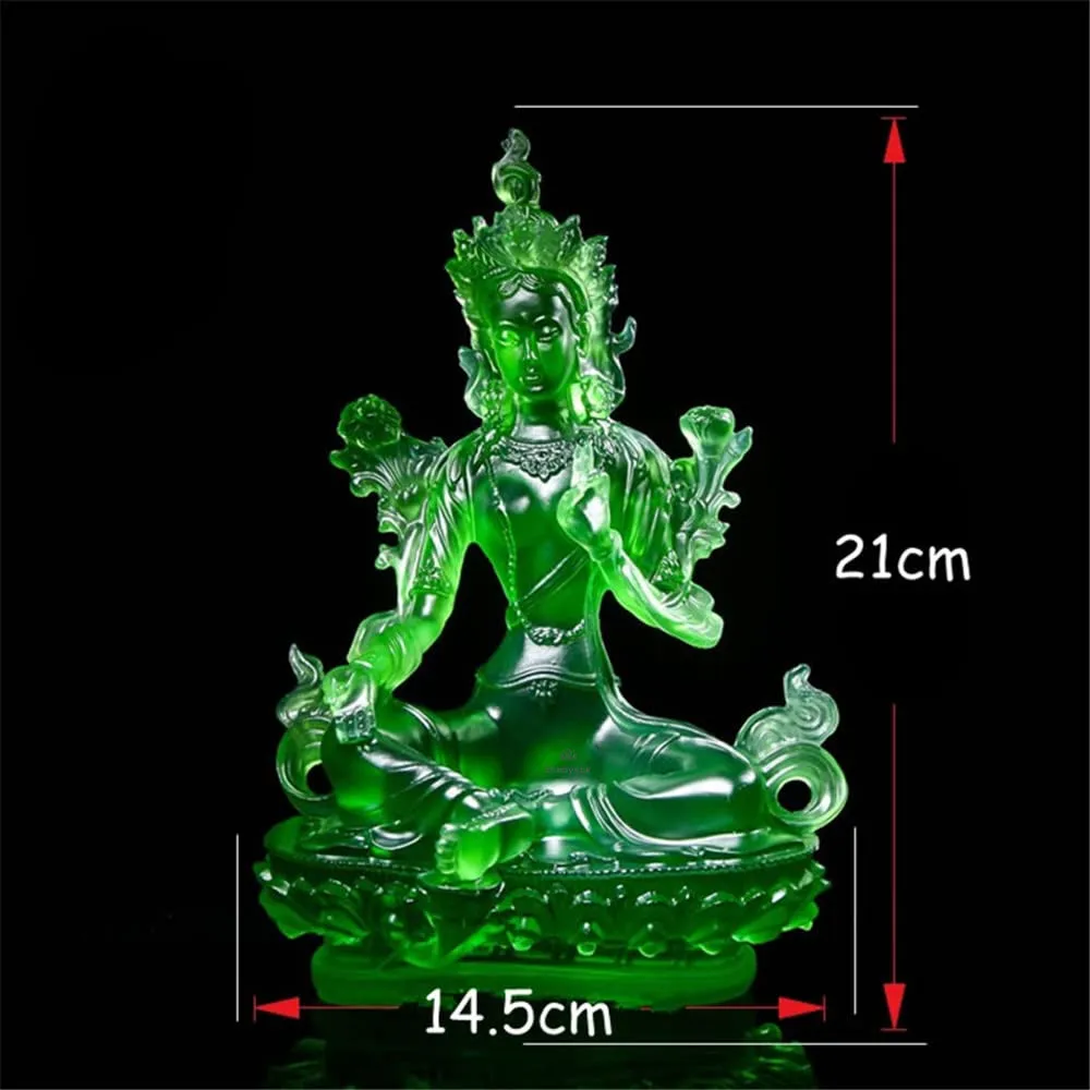 

21cm Resin Green Tara Sculpture Bodhisattva Efficacious Decorate Statue Figurine