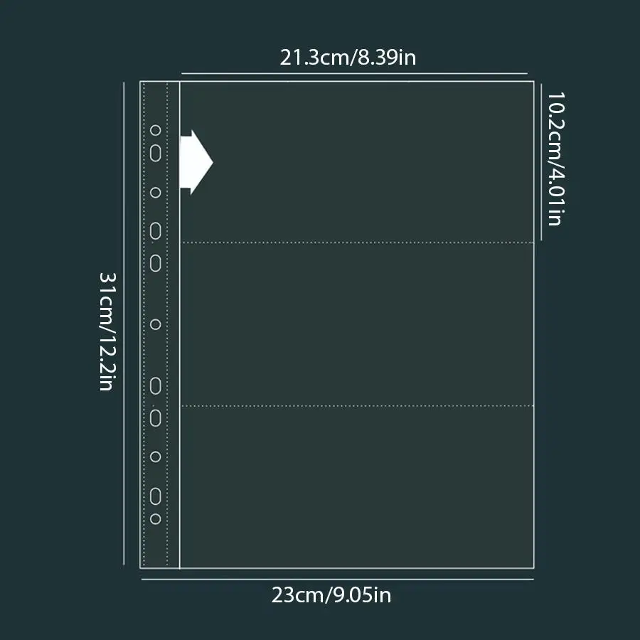 10/20pcs Clear Currency Collector Page, 11 Holes Loose Leaf Transparent Bill Storage Sleeve, Album Insert for Stamp, Ticket, XJM