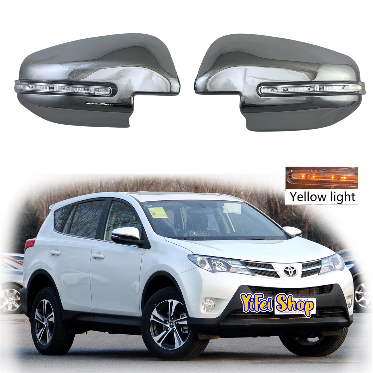 

Car ABS Chrome Rearview Accessories Trim Door Mirror Cover With LED Light 2014 2015 2016 2017 2018 2019 For Toyota RAV4 RAV 4