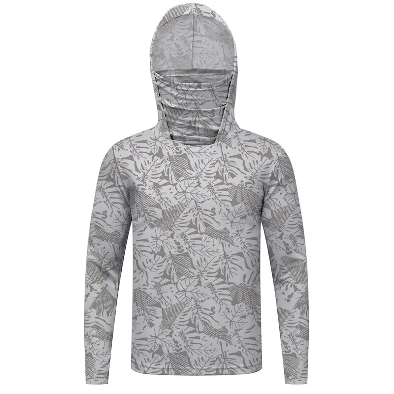 Sonnenschutz-T-Shirts für Herren, Langarm, UV-Schutz, T-Shirts zum Angeln, Wandern, Sommer, mit Maske, leichter Outdoor-Schutz-Hoodie-Tee – Detail 12