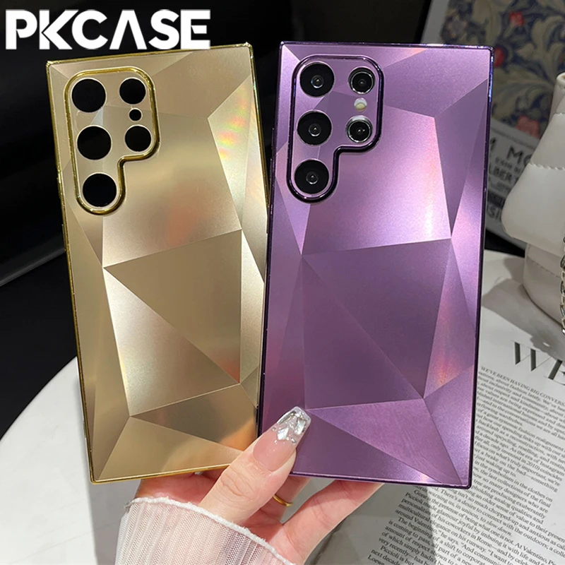 PKCASE 3D Diamond Pattern Matte Skin Feel Case For Samsung Galaxy S25 S24 S23 FE Plus Ultra Shockroof Anti Fingerprint Cover