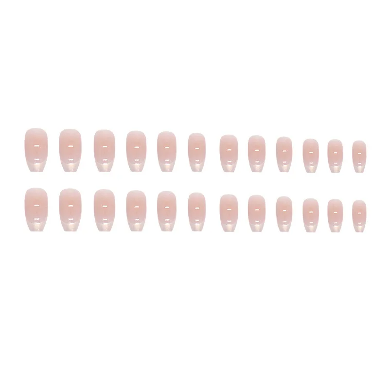 24 Stuks Champagne Aurora Franse Kunstnagels Draagbare Pure Blush Nep Nagels Kort Ballet Luxe Valse Nagels Druk Op Nageltoppen