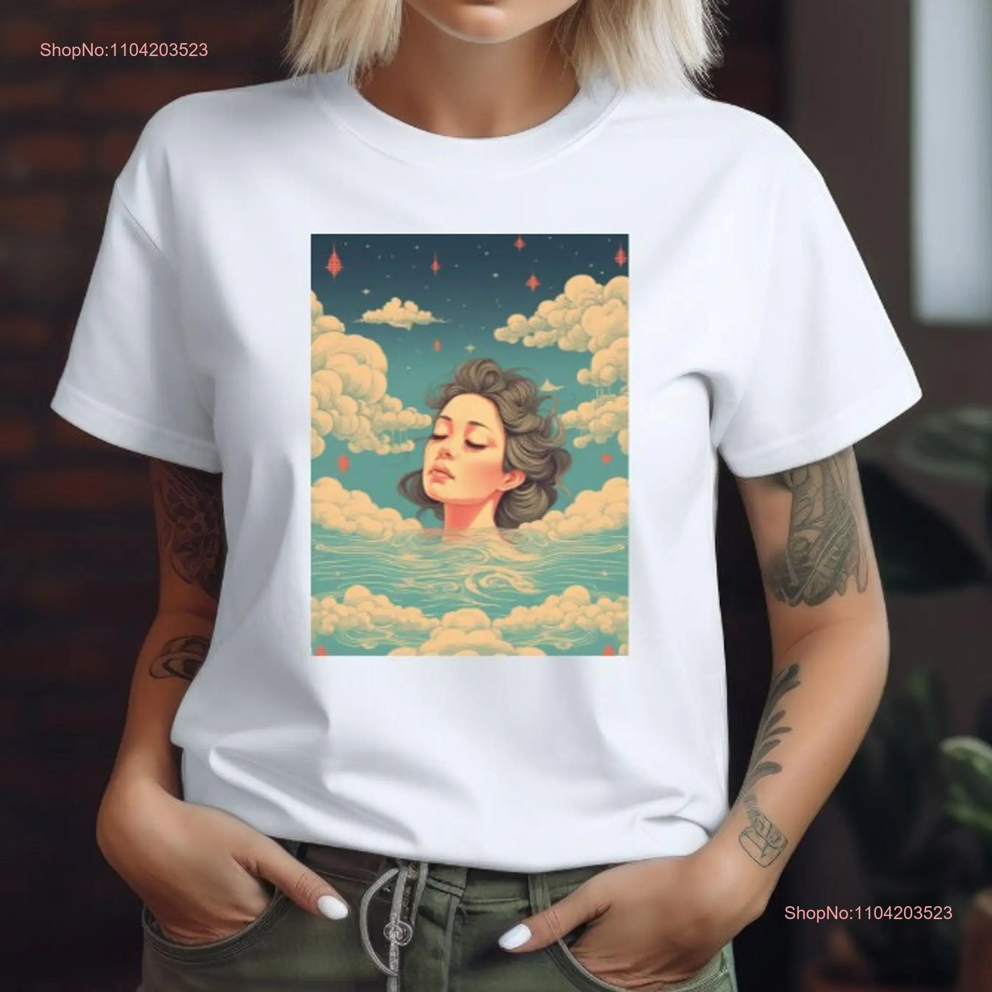 Head in the clouds girl T Shirt Mystical tee Beautiful sky for her long or short sleeves