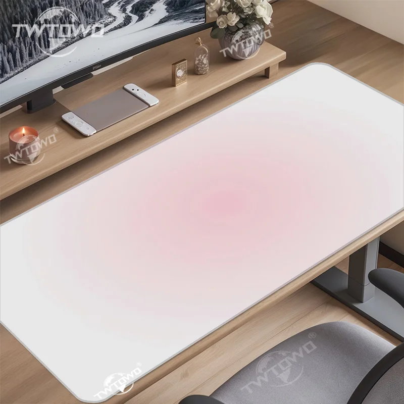 Alfombrilla de ratón blanca y rosa para Gamer, nueva alfombrilla de ratón XXL, alfombrilla para teclado mecánico, alfombrilla de mesa suave antideslizante de goma Natural para oficina