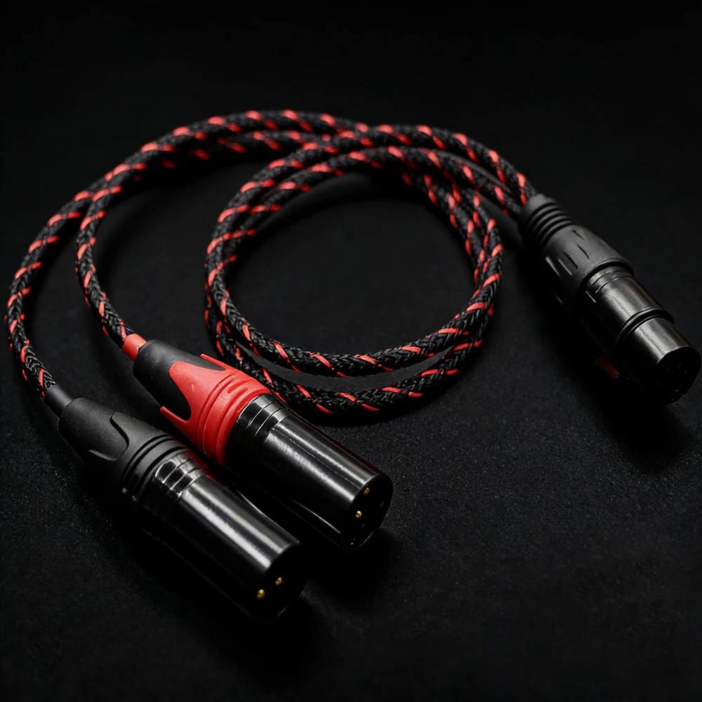 Fever-grade imported 5-pin to 3-pin XLR cable (female 5-pin to dual 3-pin male) for microphone connections