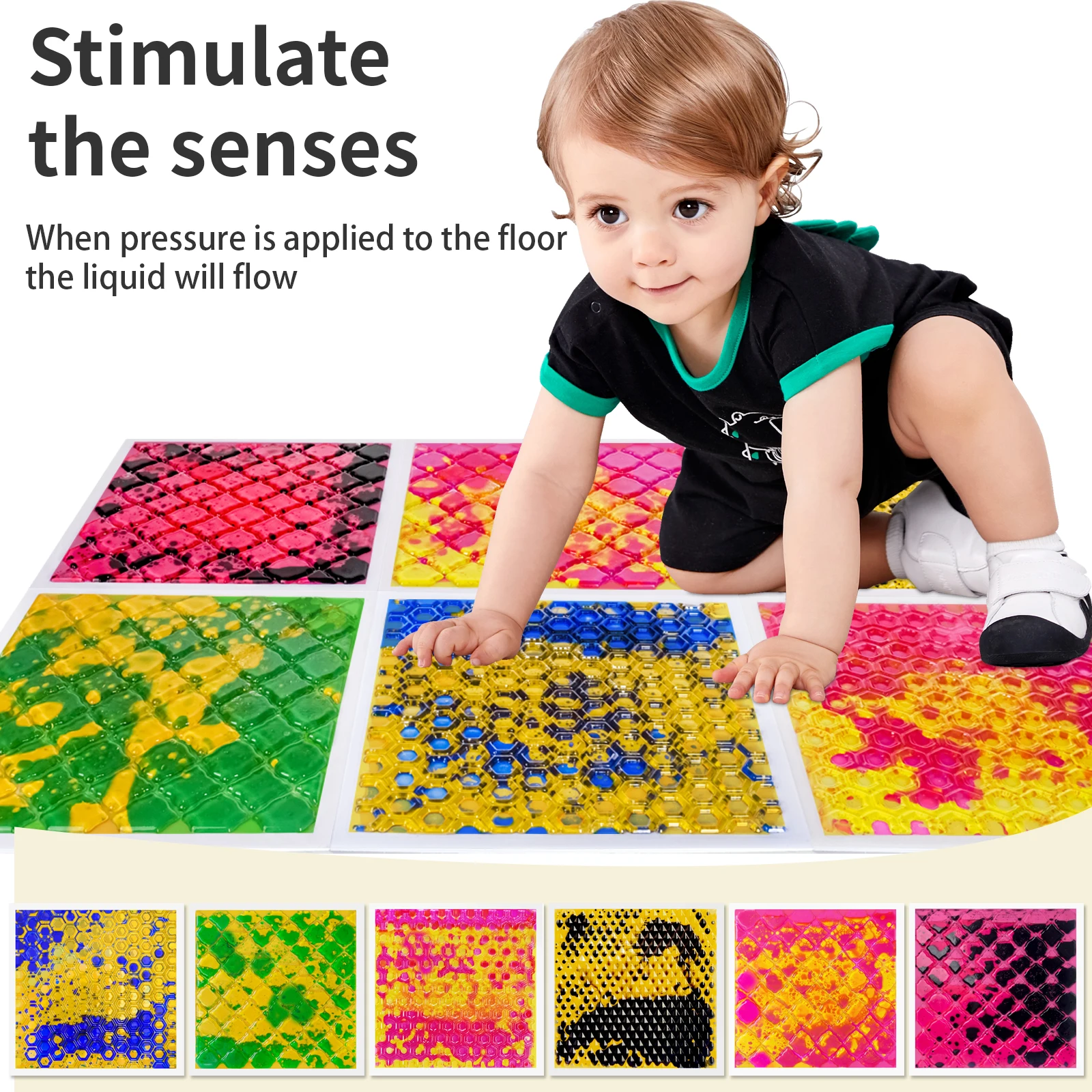 Carreaux sensoriels colorés pour enfants, sensoriels multicolores, expériences sensorielles vibrantes, zones de jeu, 6 pièces