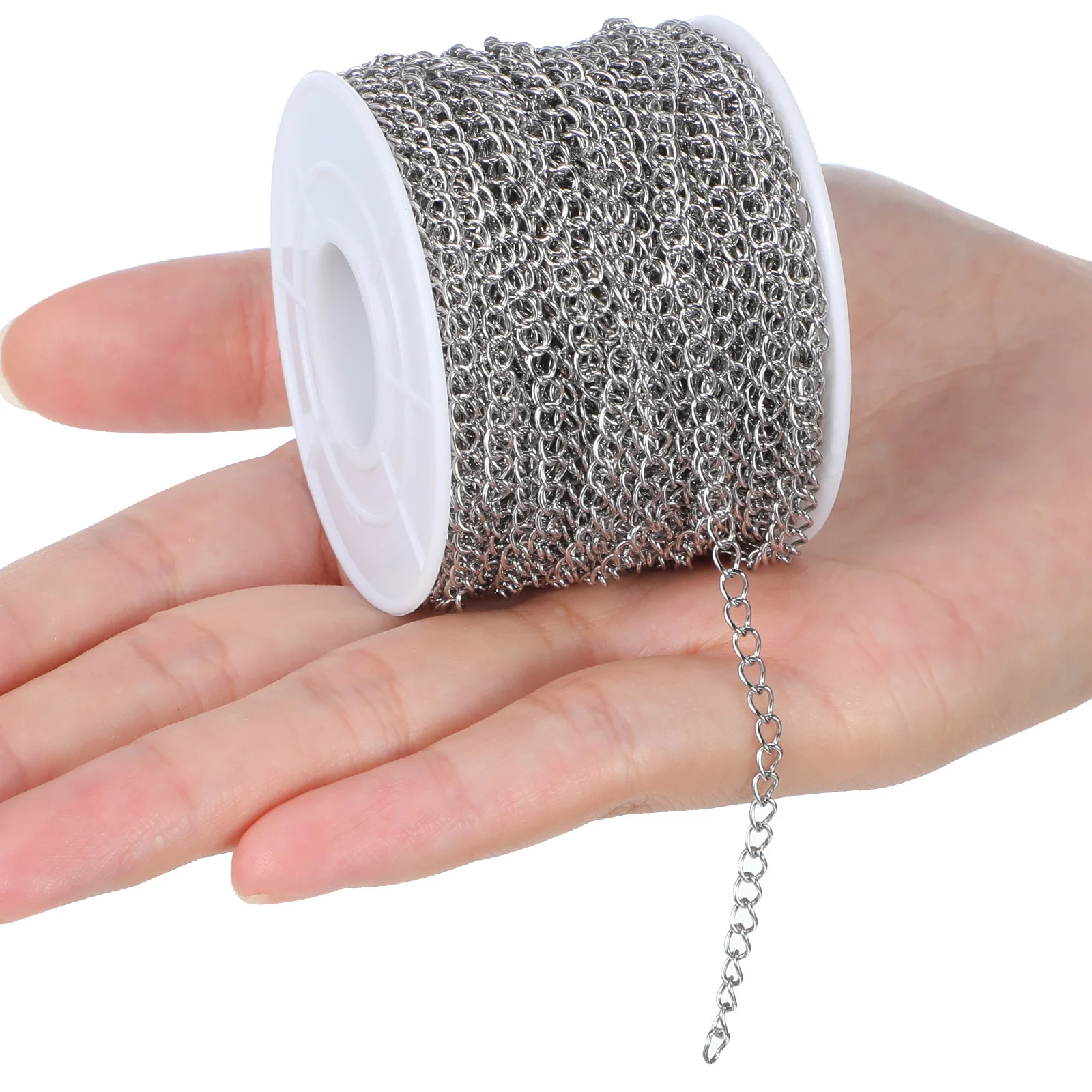 

1 Roll 82Ft Stainless Steel Chain For Jewelry Making Metal Link Curb Diy Necklace Bracelet Craft Supplies Silver Chains For