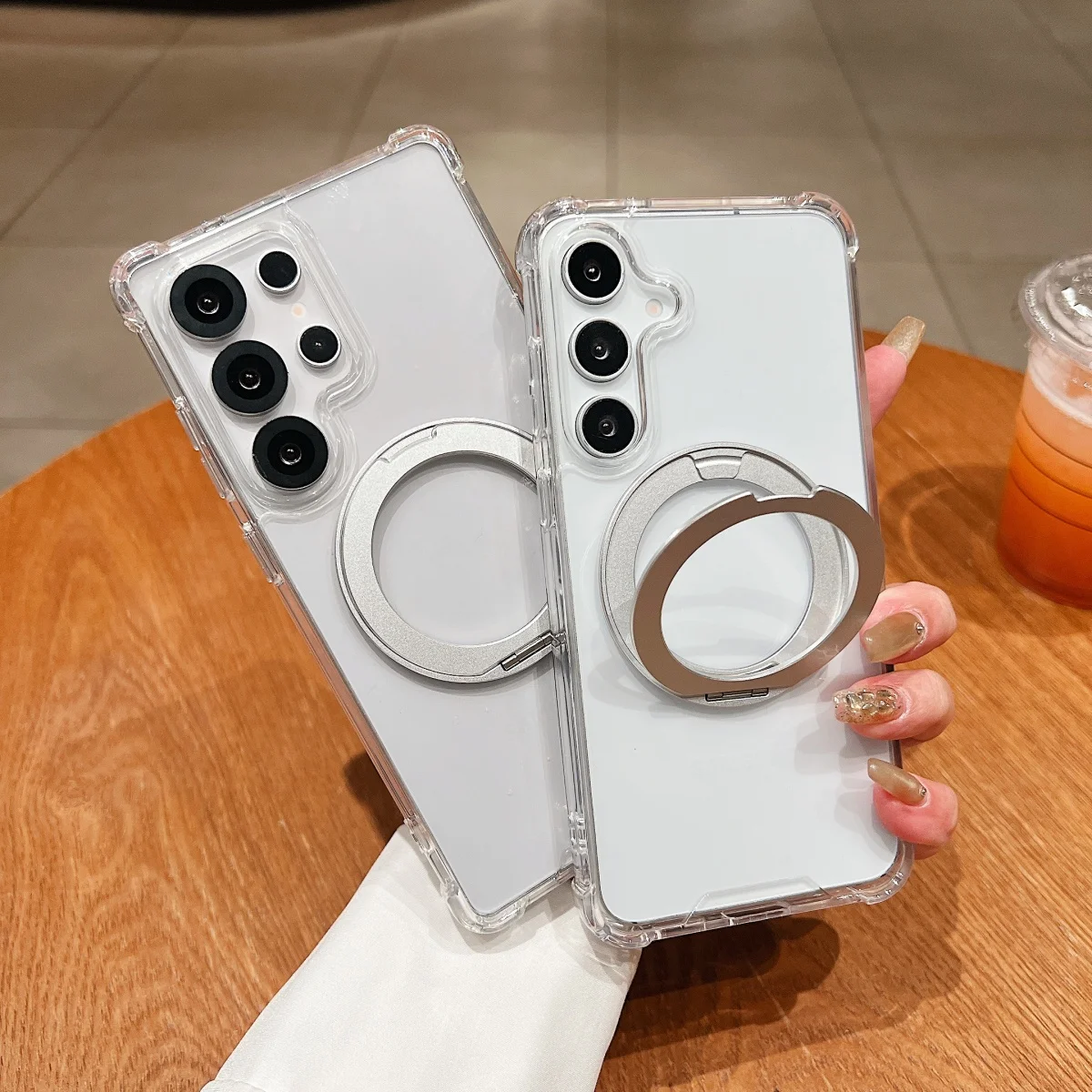 360°Rotate Bracket Magnetic Phone Case For Samsung S26 S25 S24 S23 FE S22 Ultra Plus A37 A17 A56 A36 A26 A16 Clear Acrylic Cover
