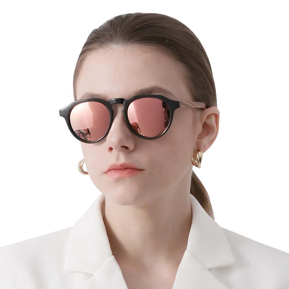 ShinyCoCo Luxus Marke Männer Runde Rahmen Polarisierte Bambus Und Holz Sonnenbrille Kleine Rahmen Frauen High-End-Brille