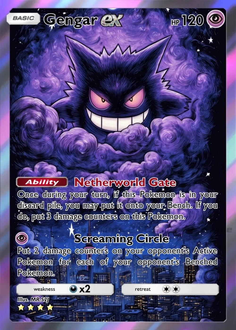 5 قطعة PTCG بطاقات البوكيمون Gengar فان جوخ السماء المرصعة بالنجوم سلسلة لعبة نادرة جمع Gengar الفني معركة أرواق لعب البوكيمون هدية