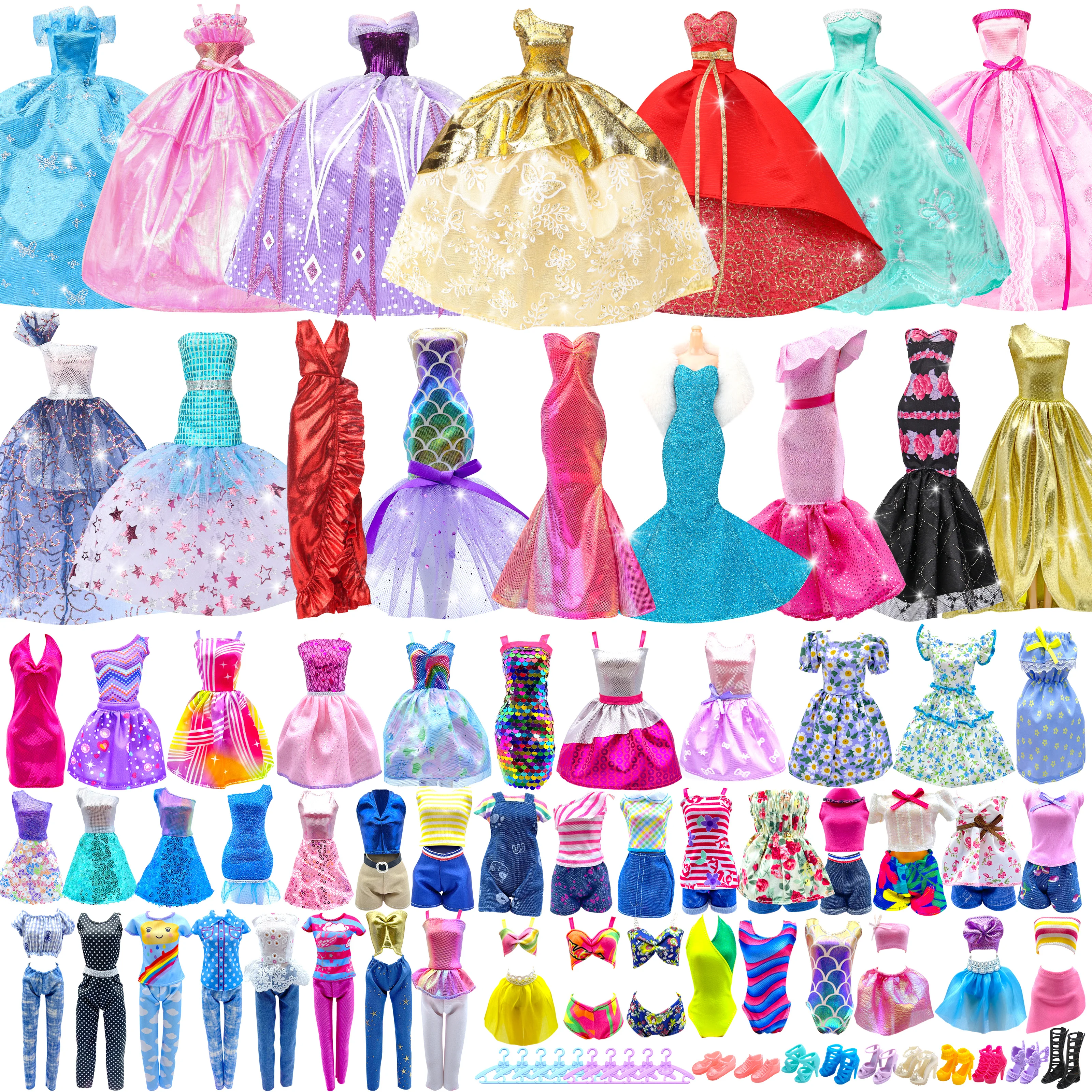 50 PCS Gorgeous Doll Clothes and Accessories for 11.5 Inch fashion Doll -doll House Accessories- A Perfect Gift for Girls