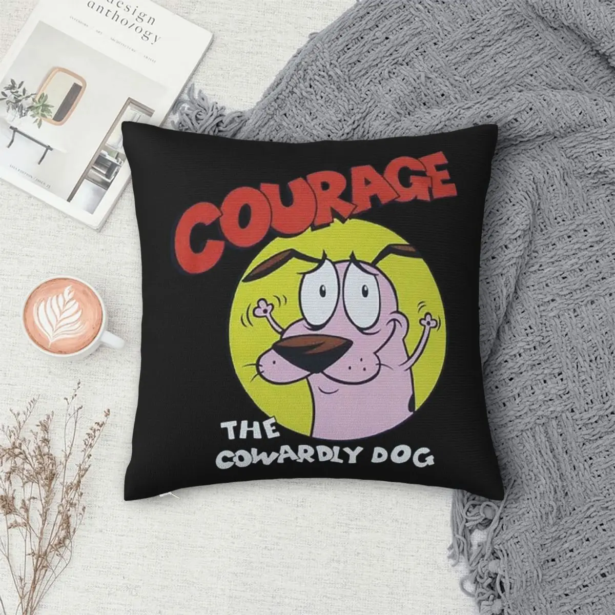 Courages The Cartoon Cowardlys Dog Square Pillowcase Cushion Cover Pillow Case Throw Pillow Cover for Home Bedroom Car