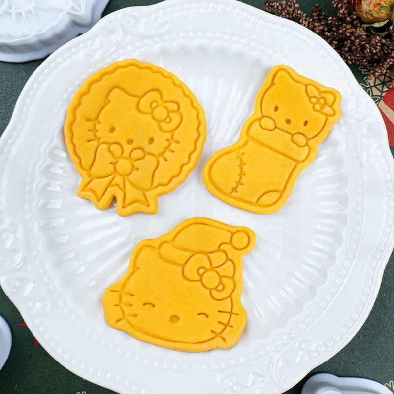 3PCS Kawaii Charms 크리스마스 헬로 키티 베이킹 금형 만화 귀여운 일본 부츠 모자 헬로 키티 베이킹 세트 생일 선물