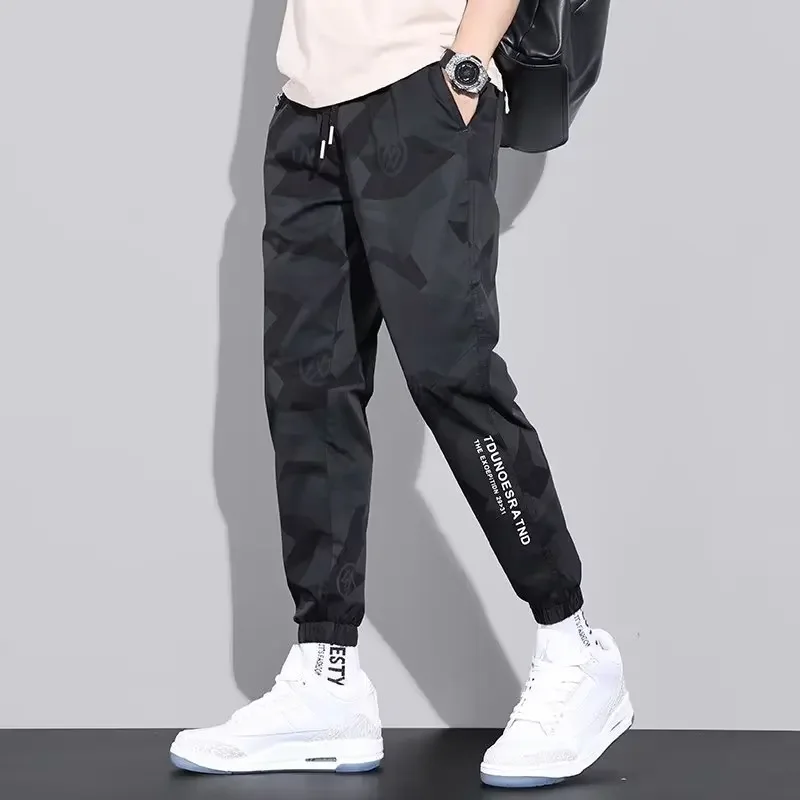 2024 Summer New Elastic Leg Tight Sports Pants Youth Thin Versatile Camouflage Work Pants Summer Men\'s Large Loose Casual Pants