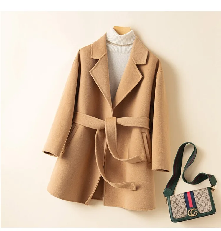 

100% Wool Coat For Women Cashmere Blend Long Overcoat Women's trench Coat 2 Sides Woolen Outwear Jacket Autumn winter Coat
